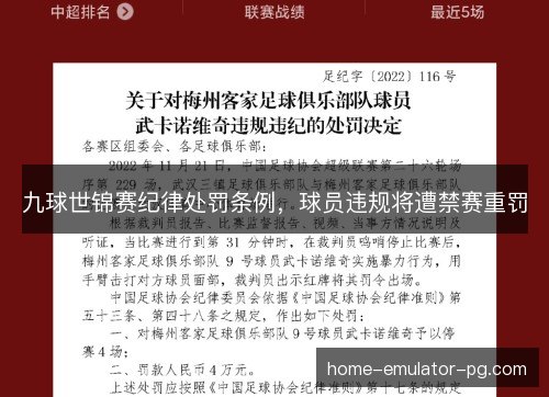 九球世锦赛纪律处罚条例，球员违规将遭禁赛重罚